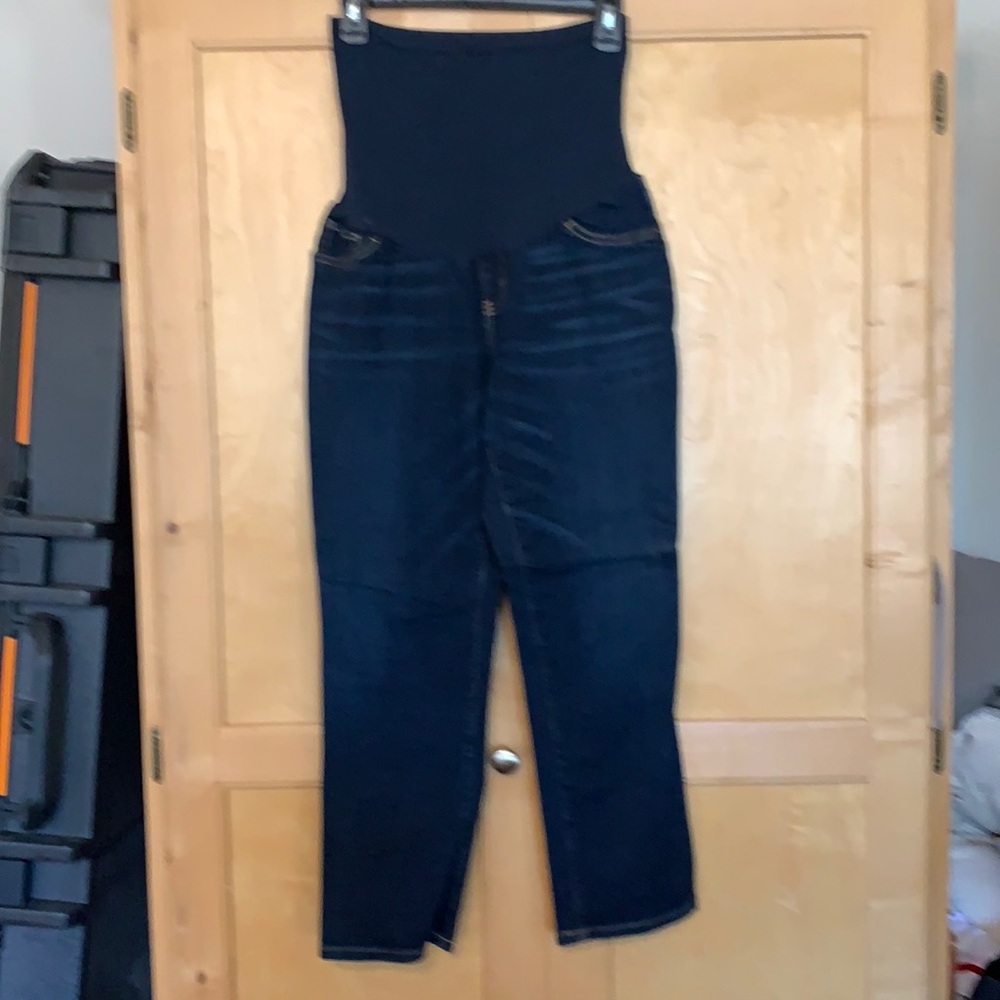 Indigo Blue over the belly maternity jeans
